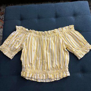 Forever 21 Yellow and White Stripe Crop Top